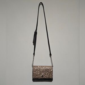 Nine West Crossbody Bag in Black and Gold Glitter, Adjustable Strap